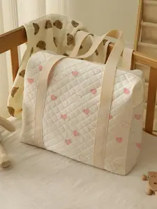 Heart Pattern Travel Bag, Lightweight & Durable Storage Bag, Large Travel Diaper Bag for Mothers, Women and Baby Care