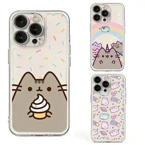 Cartoon Cute P-Pusheens Cat Ins Phone Case  for iPhone 17, 16, 15, 14, 13, 12, 11 Pro Air Plus ProMax and Samsung S26-S21 Plus Ultra Samsung A82-A12 5G Ashock-absorbing phone cases, fashionable gift.