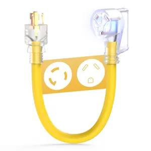 TOOLIOM 3 Prong 30 Amp RV Generator Adapter Cord, NEMA L5-30P to TT-30R, ETL Listed Extension Cord for House Trailer Camper, 125V 3750W STW 10AWG/3C (12 Inch)