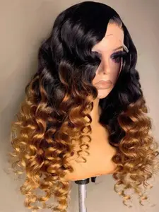 26inch Kinky Curly Brown synthetic Hair 180% density, 13 * 4 *1lace wig Afro Curly Wig made for women's daily wear, Kinky Curly Wigs with natural hairline and doll hair