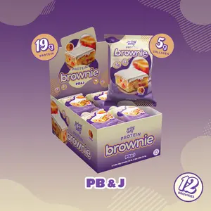 PB&J Prime Bites - 12 Pack - Protein Brownies with 19g Protein and 5g Collagen Snack - Fresh Baked High Protein Snack w/ Low Sugar