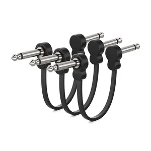 3 Pack Guitar Patch Cables,  5 Inch Right-Angle 1/4" TS Pedal Board , -Free Copper & Dual Shielding for Ultra Low Noise, Space Saving Flat Design Guitar Pedal Accessories