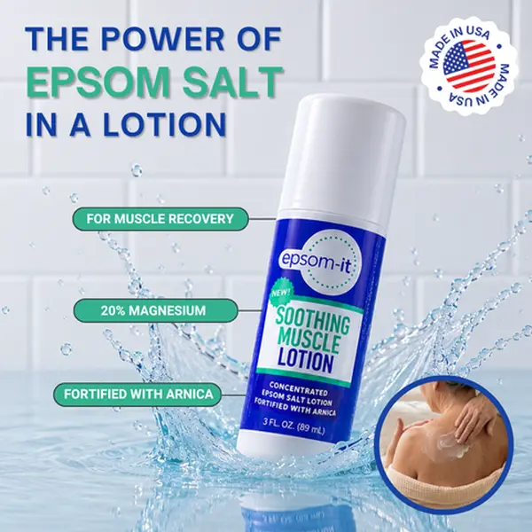 EPSOM-IT Soothing Muscle Lotion Rollerball - Epsom Salt Lotion powered by Magnesium for Tight Muscles, Restless Legs, Achy Feet. With Arnica-3oz