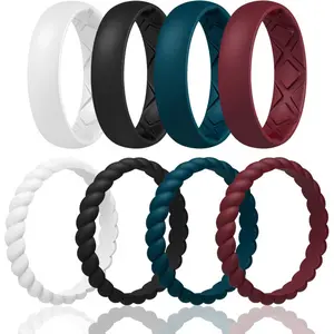 Women's Bridal Rings Sets, Inner Arc Ergonomic Breathable Design Silicone Rubber Wedding Bands