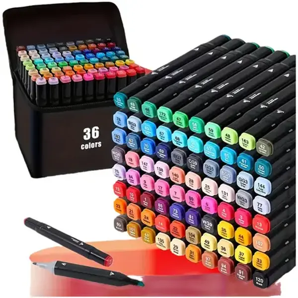 36 Dual Tip Alcohol Art Markers, Alcohol Marker Set, Suitable for Adult Coloring Books, Sketching and Card Making