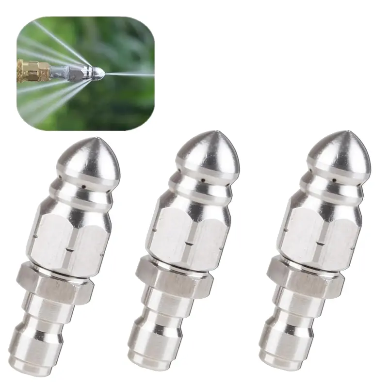 Stainless Steel Pressure Washer Drain Nozzle, High Flow Nozzle, Mini Compact Durable Drain Nozzle, Quick Connect 1/4 Inch, 5000 Psi, Quick Connect Nozzles