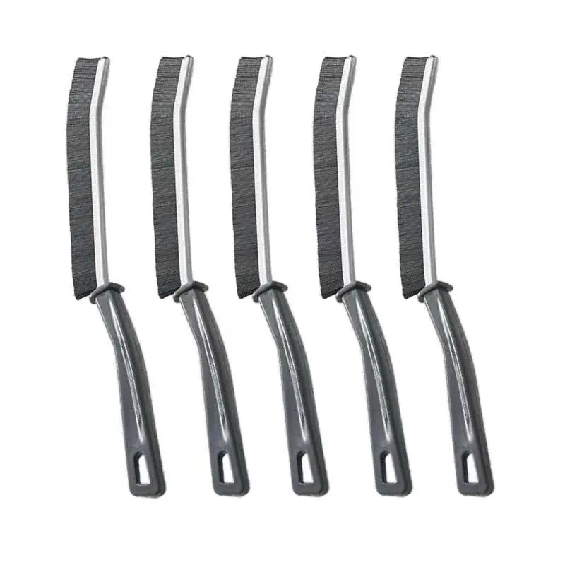 5-Piece Plastic Steel Rustproof Hard Bristle Crevice Cleaning Brushes with Handles, Home Care Tools with Narrow & Triangular Heads for Kitchen Bath Corner Gaps Cleaning