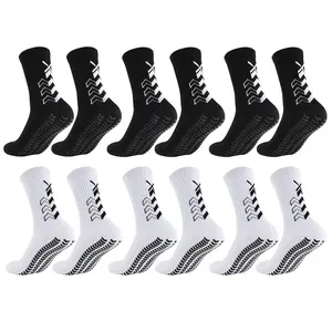 6 Pairs Men Women Non Slip Grip Athletic Socks Reinforced Toe Towel Bottom Breathable Shockproof Football Basketball Baseball Soccer Cycling