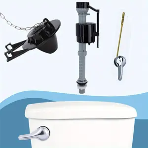 3 Pcs Universal Toilet Flusher Replacement Kit, Fill Valve, 2-Inch Flapper, Side Mount Handle Lever, Water-Saving, Adjustable Toilet Repair Kit Inside Tank, Easy to Install