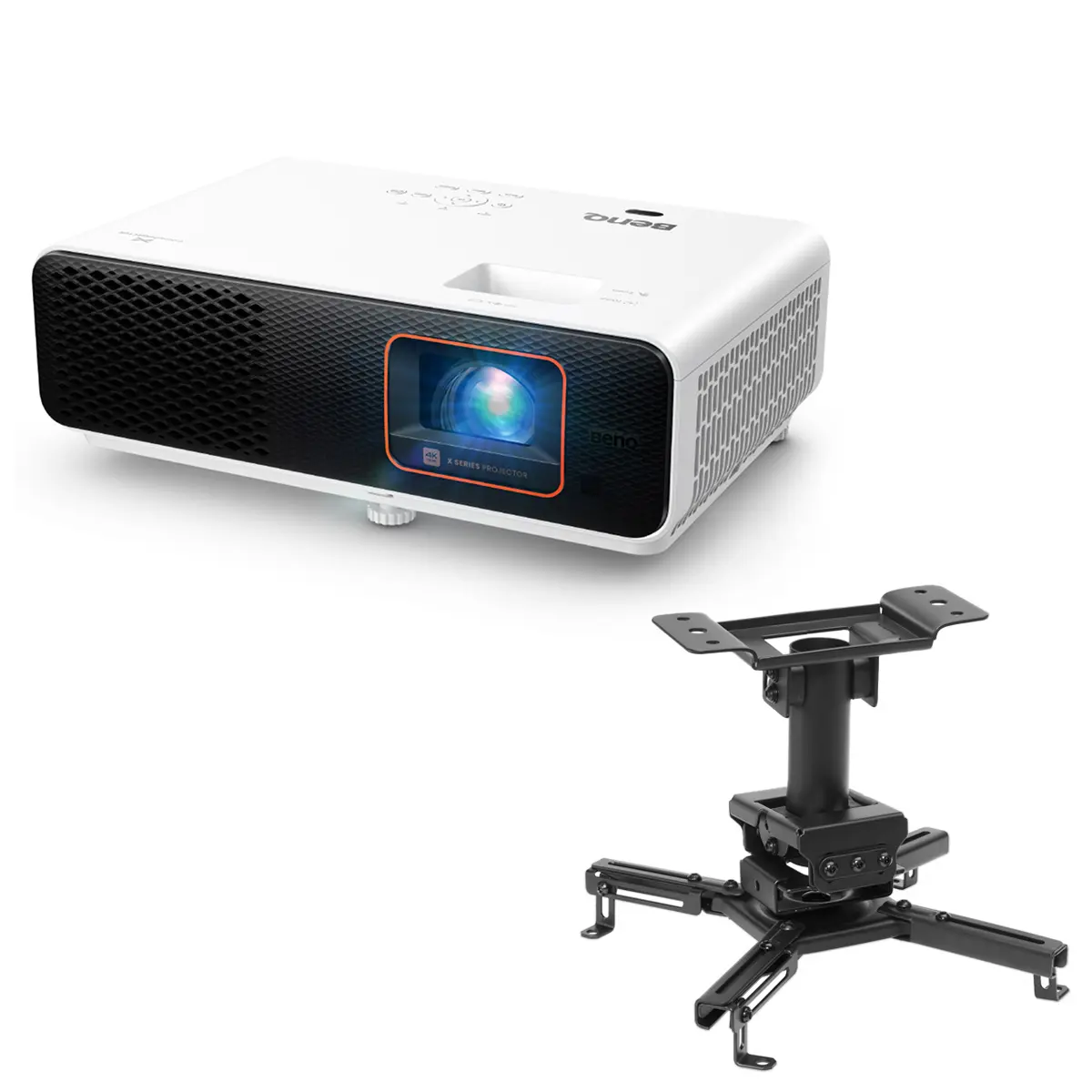 BenQ X500i 4K Ultra HD HDR 4LED Short-Throw DLP Gaming Projector, Bundle with H&A Ceiling Mount
