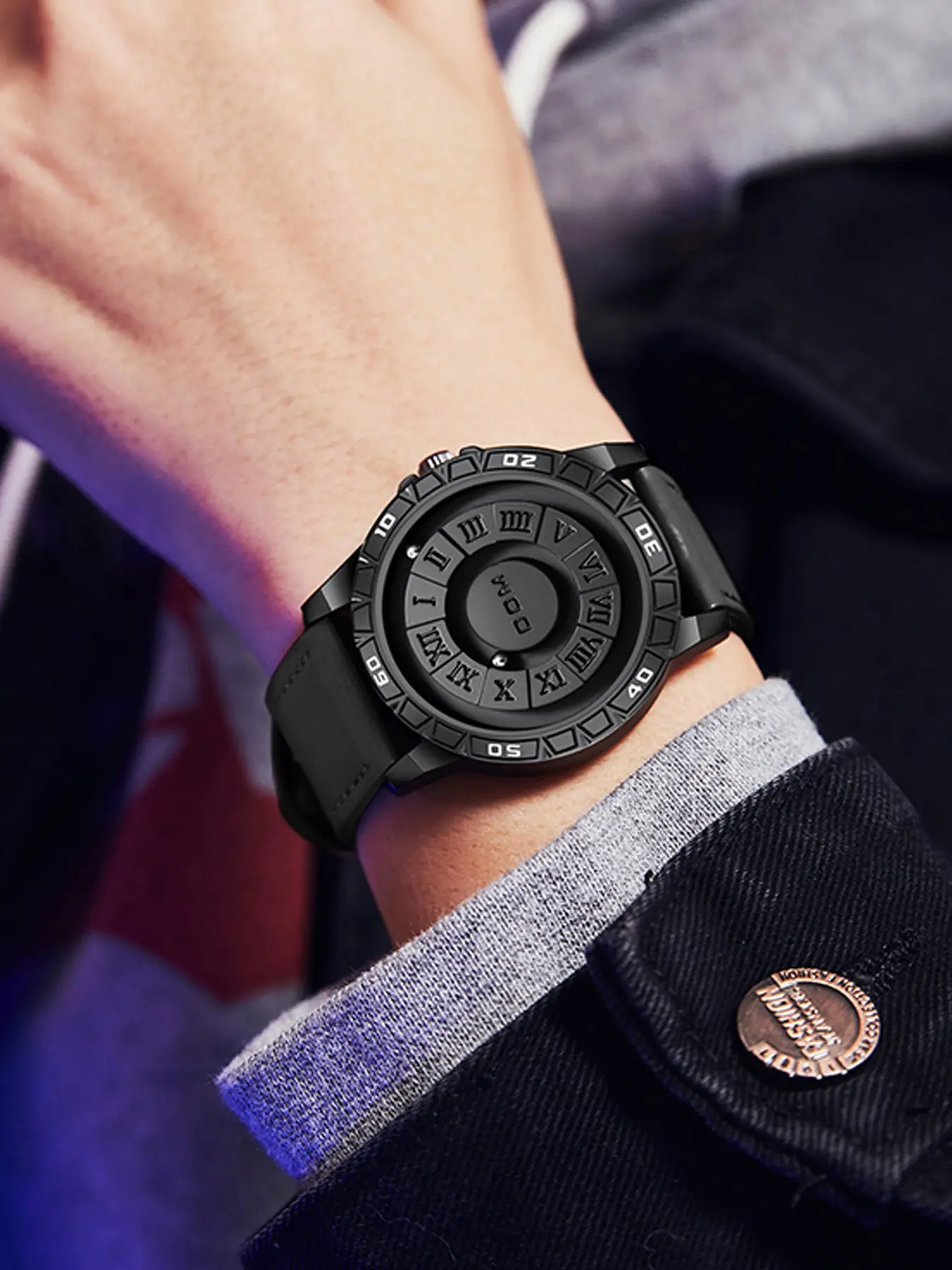 Men's Street Style Fashion Round Dial Roman Numerals Magnetic Quartz Watch, Casual Trendy Magnetic Watch, Modern Fashionable Wristwatch, Casual Analog Watch, Fashion Accessories for Daily Wear