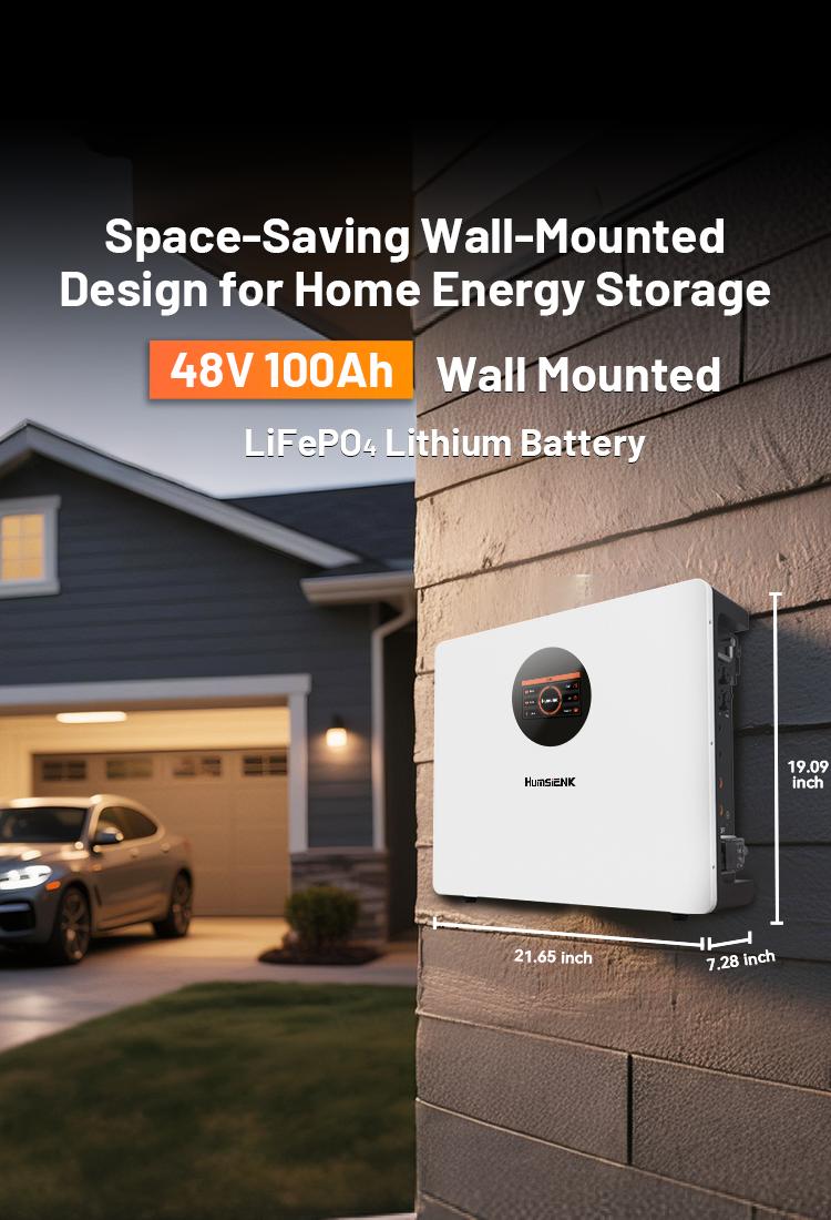 【Flash sale】【2PACK】Humsienk 48V 100Ah Wall-mounted LiFePO4 Bluetooth Battery, Built in 100A BMS & LCD Touchscreen(Indicator), Grade A Cells & 6000+ Deep Cycles for Off-Grid, Solar System, Home Backup