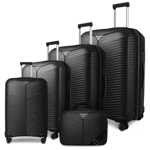 Black Valise De Voyage Luggage Travel Bags 5pcs Hard Shell Suitcase Luggage Set with Spinner Wheels for Business & Family Travel