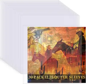 30 Pack 4 Mil Thick Vinyl Sleeves, 12.75" X 12.75" Vinyl Record Sleeve Clear Plastic, Outer Sleeve Record Protector for Storing Single and Double LP Albums, Record Sleeves Protection from Scratches vivinin