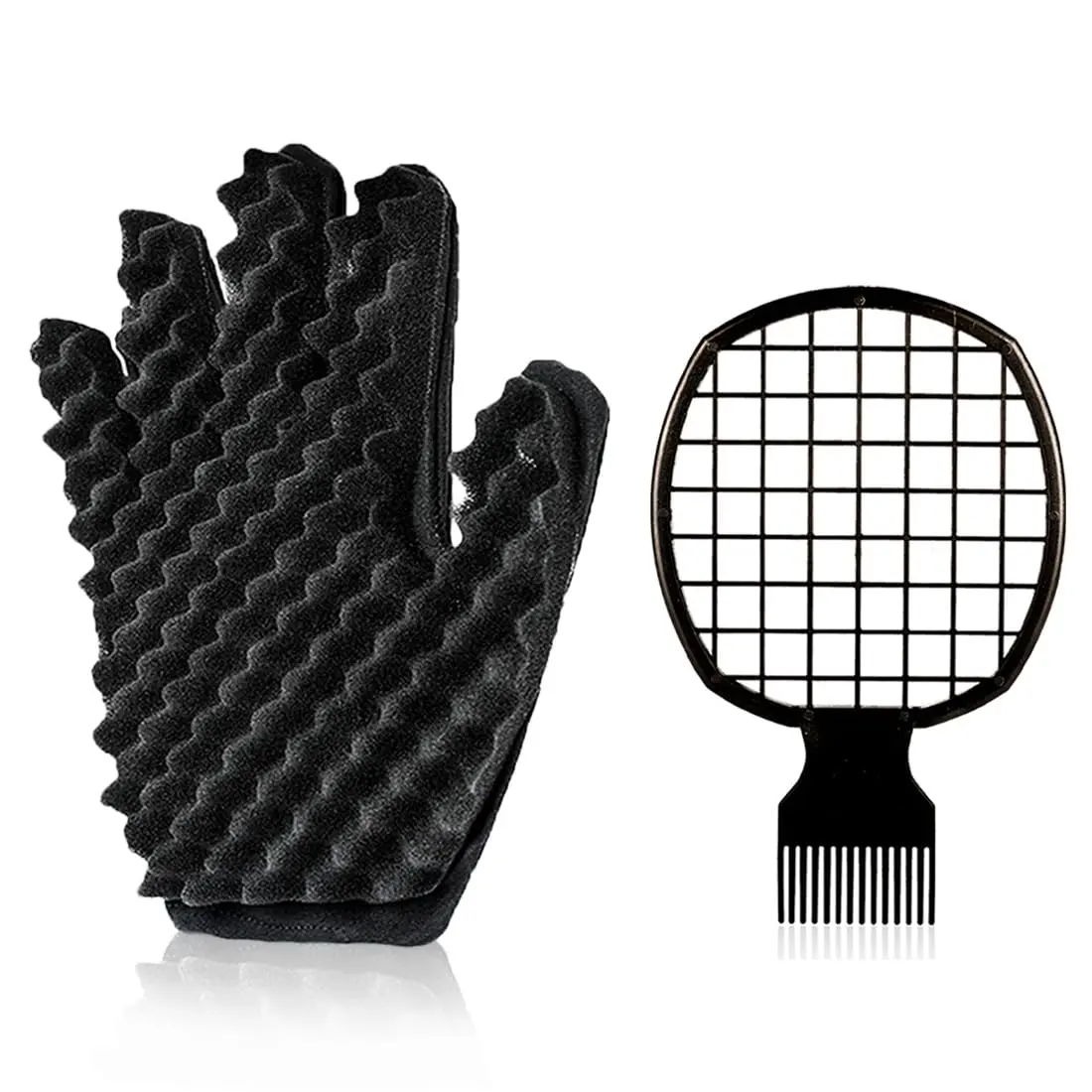 Curling Sponge Glove with Twist Comb, Heatless Curler for Natural Defined Curls, Unisex Hair Styling Accessory for Women & Men, Curl Maker