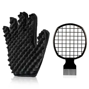 Heatless Curling Sponge Glove with Twist Comb for Natural Curls - Unisex Haircare & Hair Styling Accessory (Beauty & Personal Care Hair Styling Tool)