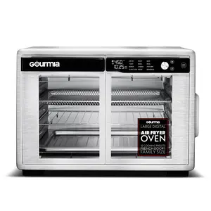 Gourmia 37 Quart Air Fryer Oven with 12 Cooking Presets FryForce 360° Tech Dehydrator & 13" Pizza Size Capacity French Doors