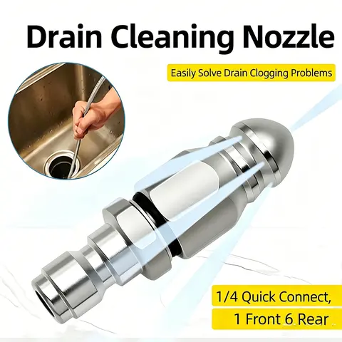 Washer Sewer Jetter Nozzle with Stainless Steel, Mini Compact Durable Sewer Jet Nozzle,Pressure Drain Jetter Hose Nozzle,1/4'' Quickly Connector, 5000 PSI