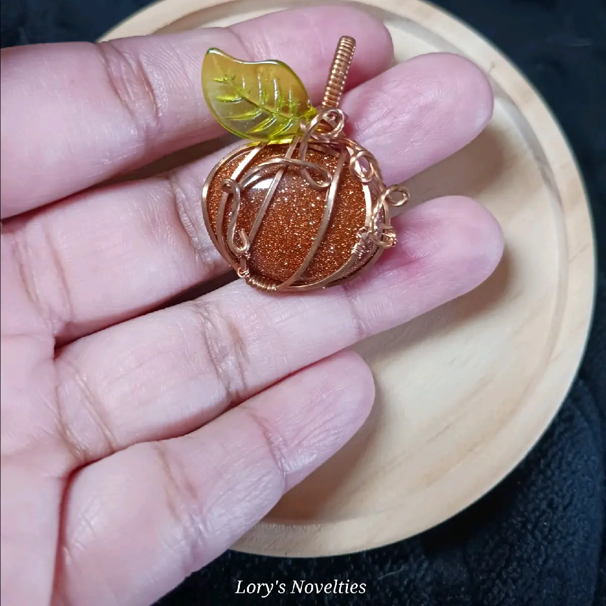 pumpkin  sunstone pendant