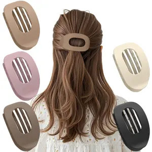 5-Pack Matte Acrylic Hair Clips for Women, Neutral Flat Barrettes with Secure Spring Hold, Fashion Accessories for Daily Styling, One Size