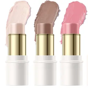 3PCS Cream Contour Stick Set – Blush, Highlighter & Bronzer for Fair Skin