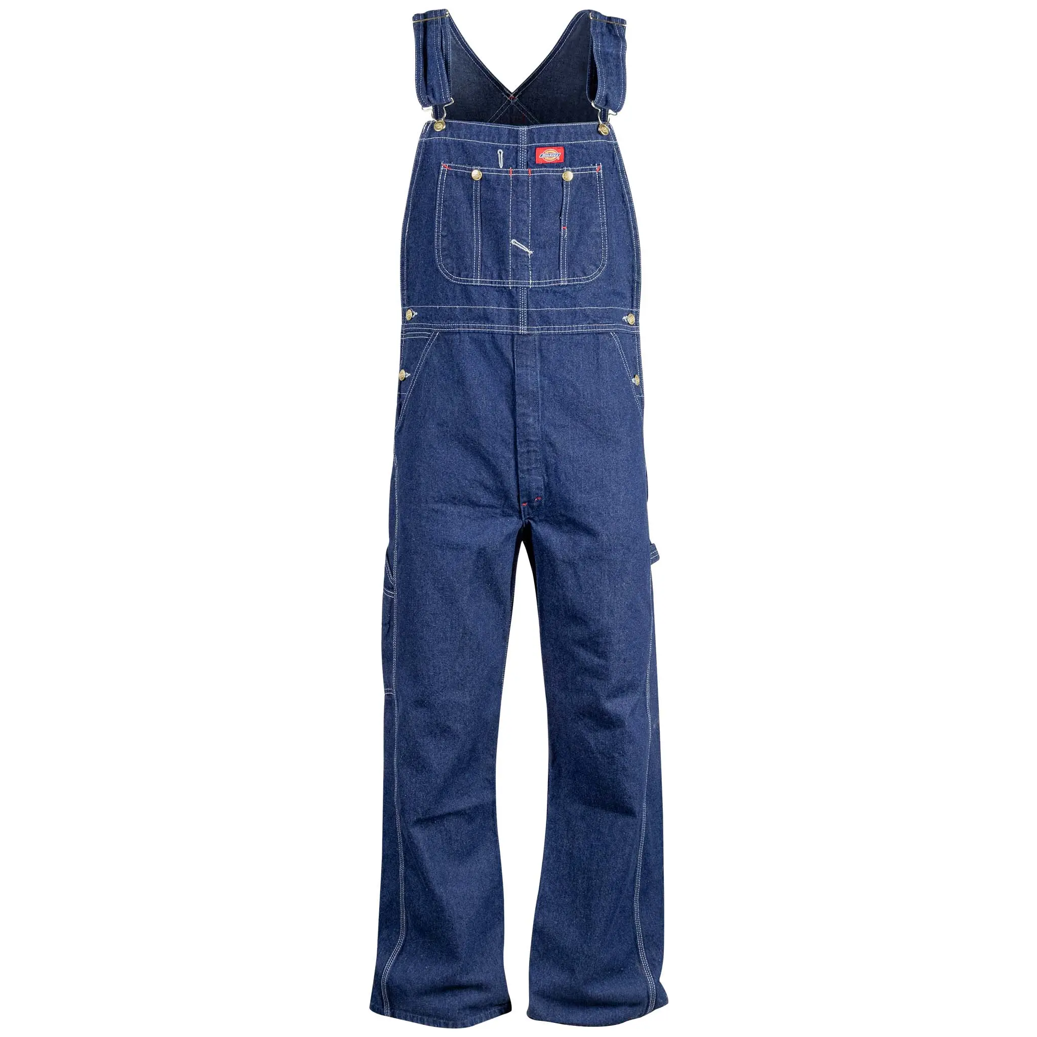 Dickies Men's Indigo Denim Bibs, Traditional Rugged Style for Carpentry, Snag Resistant with Hammer Loop and Tool Pockets, 83294NB, Overalls
