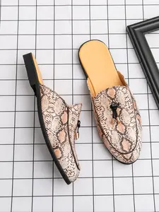 Men's Fashion Mules Slip-On Slippers, Casual Versatile Daily Wear, PU Leather, Rubber Sole, All Seasons, Plain Pattern