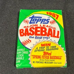 Topps 1987 Major League Baseball 1 Pack - 17 Bubble Gum Cards & 1 Stick Bubble Gum - Win a Trip to 1988 Spring Training