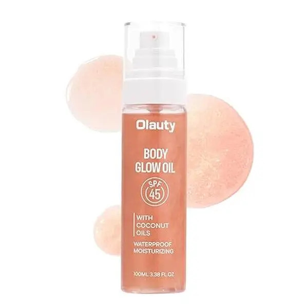 Glow Body Oil SPF 45 - Moisturizing Sunscreen with Coconut & Olive Oils, Waterproof Formula with a Buildable Shimmer for Daytime Radiance, Body Care, Cosmetic, Silky