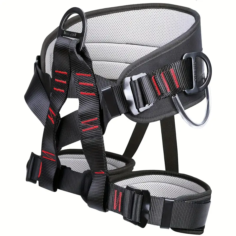 THOEDPRIX ANSI & ASTM F1772-17 Certified Adult Half-Body Climbing Safety Harness, Sports Equipment with Thick Waist Protection, 2 Heavy-Duty Gear Hooks, Adjustable Straps, Polyester Fiber, 2.2 lbs, 300 kg Load, 70–130 Cm Fit for Rock Climbing, Maintenance