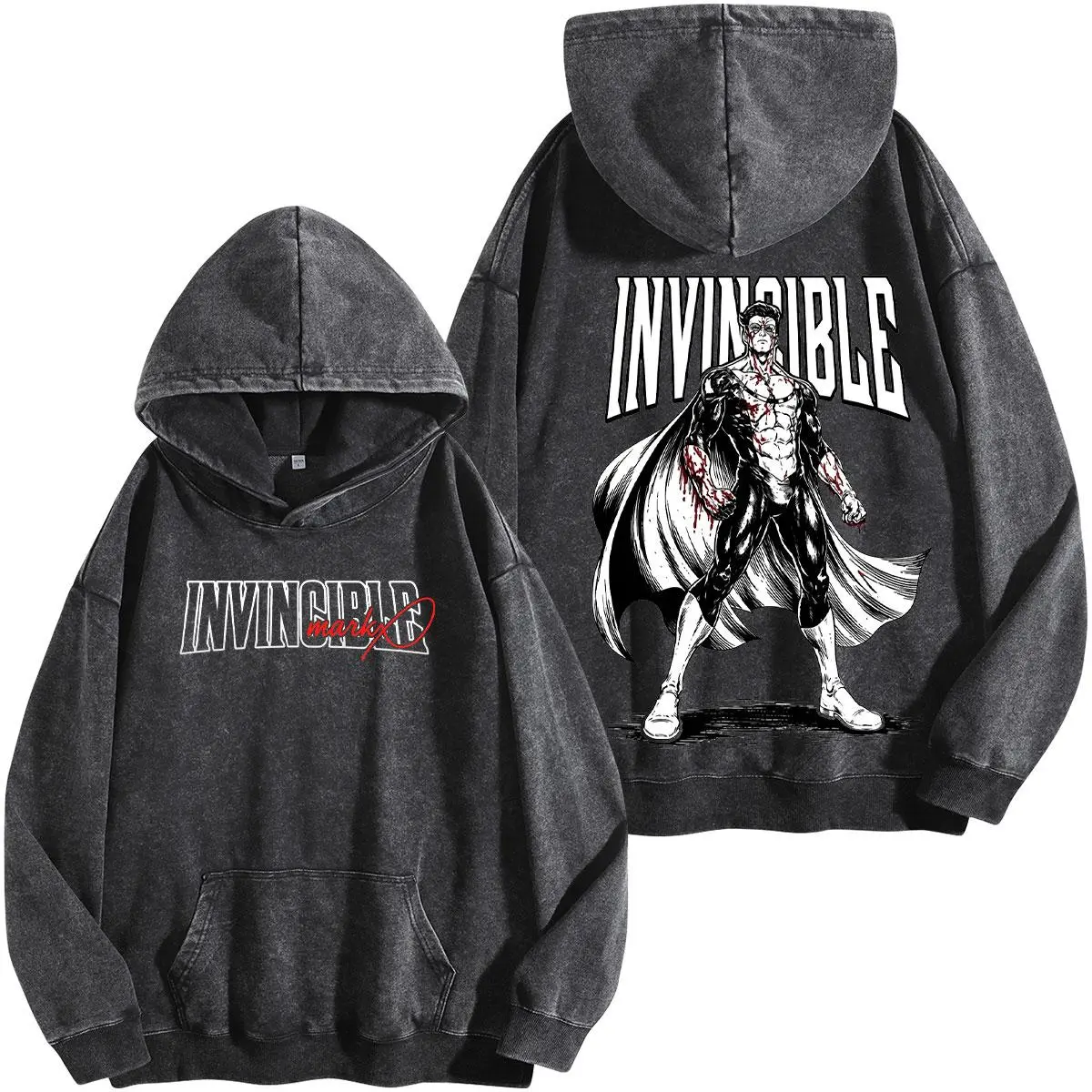 Invincible Mark Grayson Graphic Tee Vintage Washed Hoodie Unisex Streetwear Anime Shirt Superhero Mark Grayson Design Invincible Comic T Shirt Gift for Fans