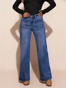 Womens Wide Leg Pants with Pockets Work Dress Pants Casual Lounge High Waist Trousers Jean Womenswear