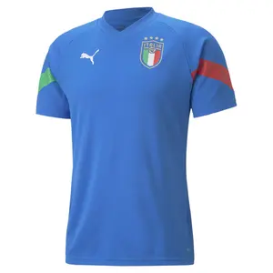 PUMA Mens Figc Player V-Neck Short Sleeve Jersey Soccer Cleats  - Blue