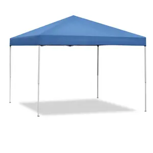 10x10 FT E-Foldable Adjustable Portable Instant UV Resistant Waterproof Sunshade Canopy Tent, Outdoor Shelter for 6-8 People, Easy Setup with Wheeled Carry Bag for Camping, Blue, Portable Instant Canopy, Uv Resistant Canopy