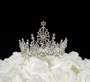 212 MAIN Silver Medium Rhinestone Trim Princess Crown Cake Topper, 3.8oz (34043-SV) - Cake Decorating Supplies for Birthday Party Decoration