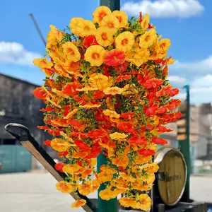 6 Piece Artificial Fall Petunia Decorations, Autumn Floral Ornaments for Home & Garden, Durable Fake Flowers for Seasonal Decoration