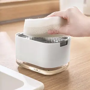 Manually Press The Soap Dispenser Box Kitchen Desktop Stainless Steel Cloth Rack Soap Box for Detergent Dispenser Storage Rack