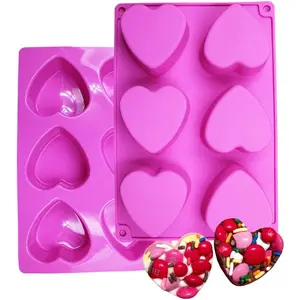 2-Pack Heart Shaped Silicone Molds - 6 Cavity Baking Mold for Chocolate, Cake, Jelly, Soap & Candy Making - Flexible Non-Stick, Dishwasher Safe - Perfect for Valentine's, Weddings, DIY Crafts