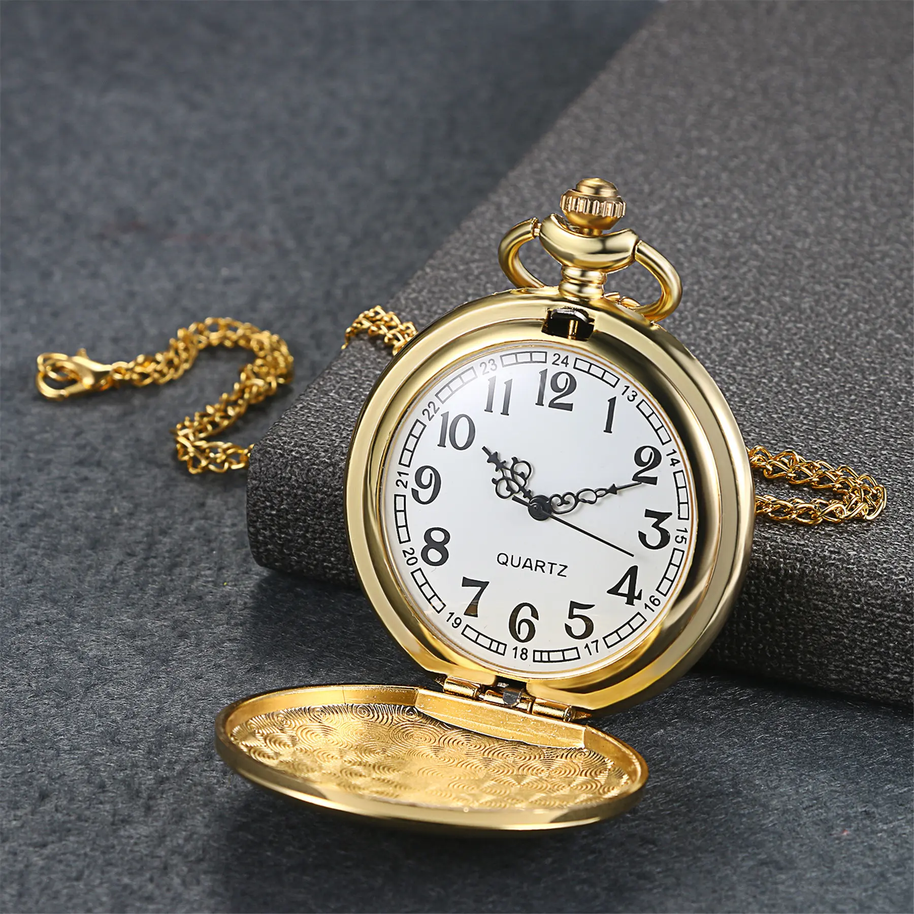 OIDEA Engravable Pocket Watch Minimalist Smooth Numeric Dial Quartz Pocket Watch Alloy Chain Fob Watch Simple Classic Style