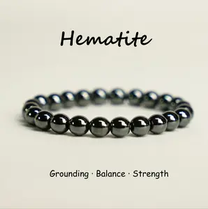LOVSKAYA Unisex Non-Natural Hematite Magnetic Therapy Crystal Bead Bracelet - Fashion Jewelry for Energy Elevation, Emotional Balance, Protection - Unique Spring Glowup Accessory Focus Boost