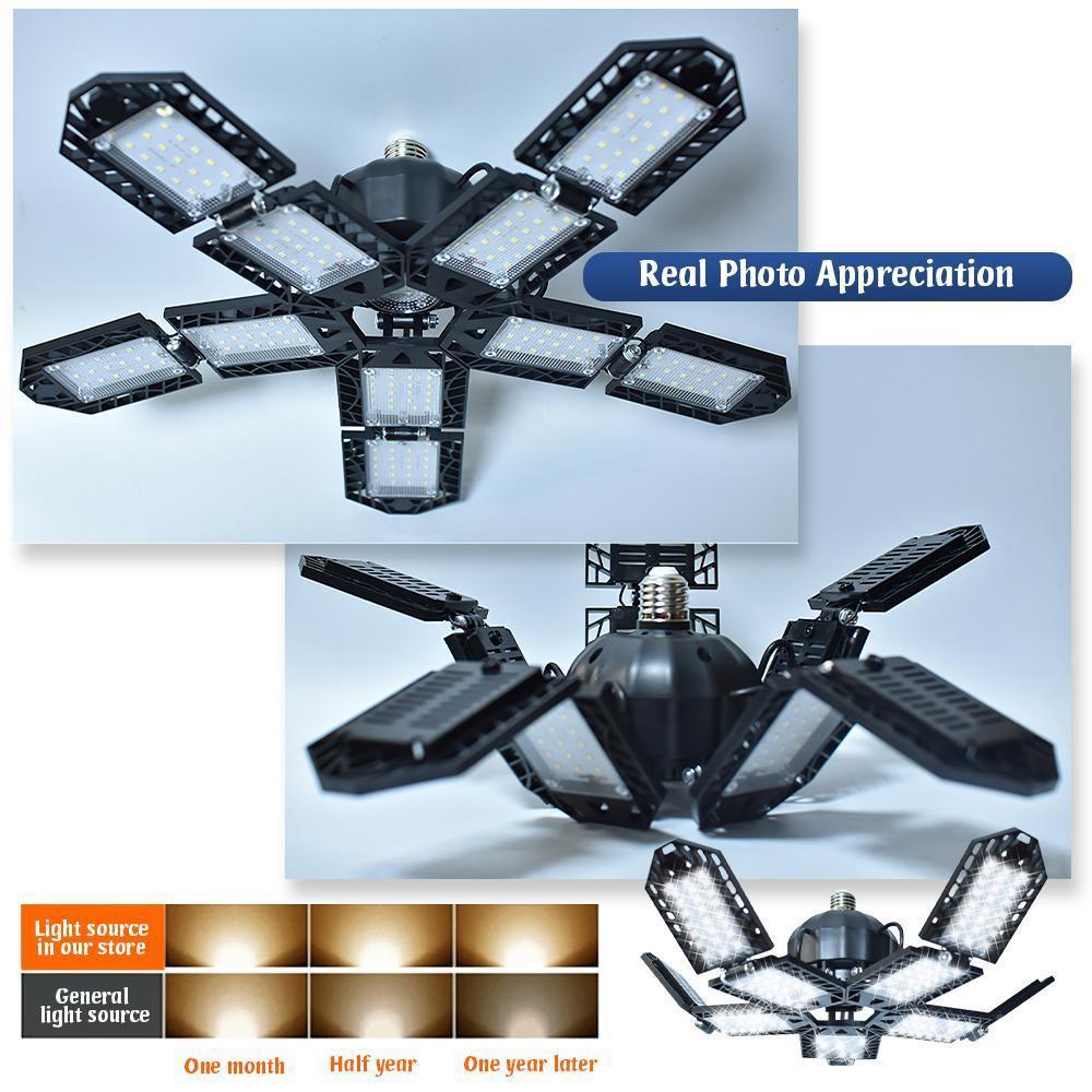 LED Garage Ceiling Light, 200W 10 Deformable Panels 6500K Workshop Lights