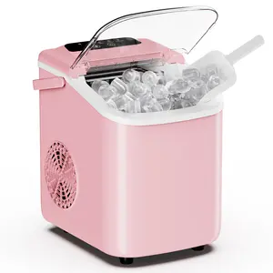 Sweetcrispy Compact Countertop Ice Maker with Handle, Portable Bullet Ice Machine, 9 Cubes in 6 Mins, 26lbs/24Hrs, Auto-Cleaning, Quiet Operation, Includes Basket & Scoop for Home, Kitchen, RV