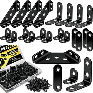 88 count L Brackets for Shelves,4 Sizes Angle Corner Braces Metal L Bracket Heavy Duty for ,Stainless Steel Furniture Corner Connector, Corner Brackets for  (0.97",1.55",2.44")