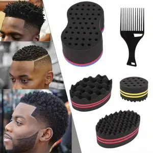 4 Pcs Hair Twist Sponge Brush with Comb Big Holes Magic Sponge Brush Wave Hair Care Tool for Men and Women Beauty & Personal Care