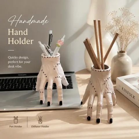 1pc Creative Frankenstein's Hand ABS Resin Desk Organizer - Halloween Decorations, Quirky Unique Cool Gifts, Pen & Plant Holder for Office Desk Accessories (Spot Clean)