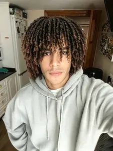 Short Dreadlock Synthetic Fiber Wig, Curly Dreadlock Wig, Ombre Twist Braided Wig, Soft Bouncy Texture, Spring Twist Synthetic Hair Wig for Men