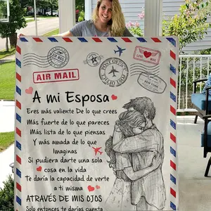 [Perfect Hypoallergenic Valentine Gift] Soft Flannel Throw Blanket for Wife - Spanish Love Letter Design, All-Season Cozy Bed Cover, Perfect Valentine's Day Gift, Hypoallergenic, Bed Sheet