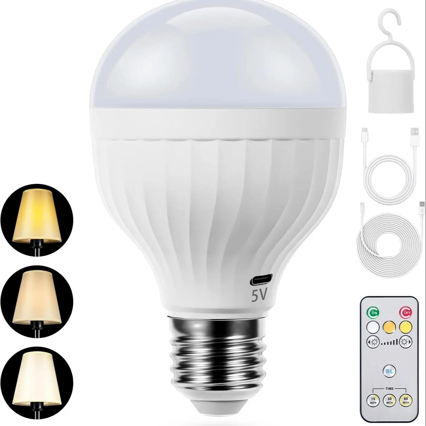 USB Rechargeable Light Bulb, Dimmable LED Light Bulb with Remote Control, Smart LED Bulb for Home, Bedroom, Living Room, Kitchen, Dimmable Bulbs, Interior Led Lighting, Led Bedroom Lights