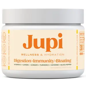 Jupi Wellness and Hydration Drink | Turmeric and Ginger Supplement with Vitamin C for Vitality & Energy | Blood Orange Flavor |