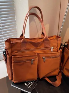 Women's Solid Color Multi-pocket Tote Bag, Large Capacity Lightweight Crossbody Bag, Casual Shoulder Bag for Work & Daily Used, Cross Body Bags, Casual Handbag Satchel, Casual Trendy Bag